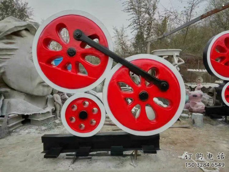 金屬車輪雕塑承接，陸地擺件，廣場車輪雕塑制造商