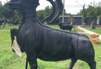 輪胎山羊雕塑供應，公園雕塑，鑄銅輪胎羊雕塑供求