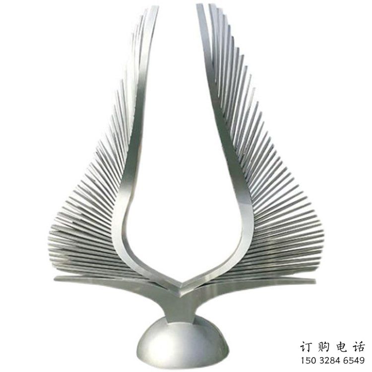 鏡面鳳尾雕塑，拉絲工藝，廣場抽象小品雕塑