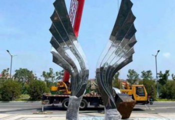 園林翅膀雕塑,噴漆景觀雕塑,網格形式