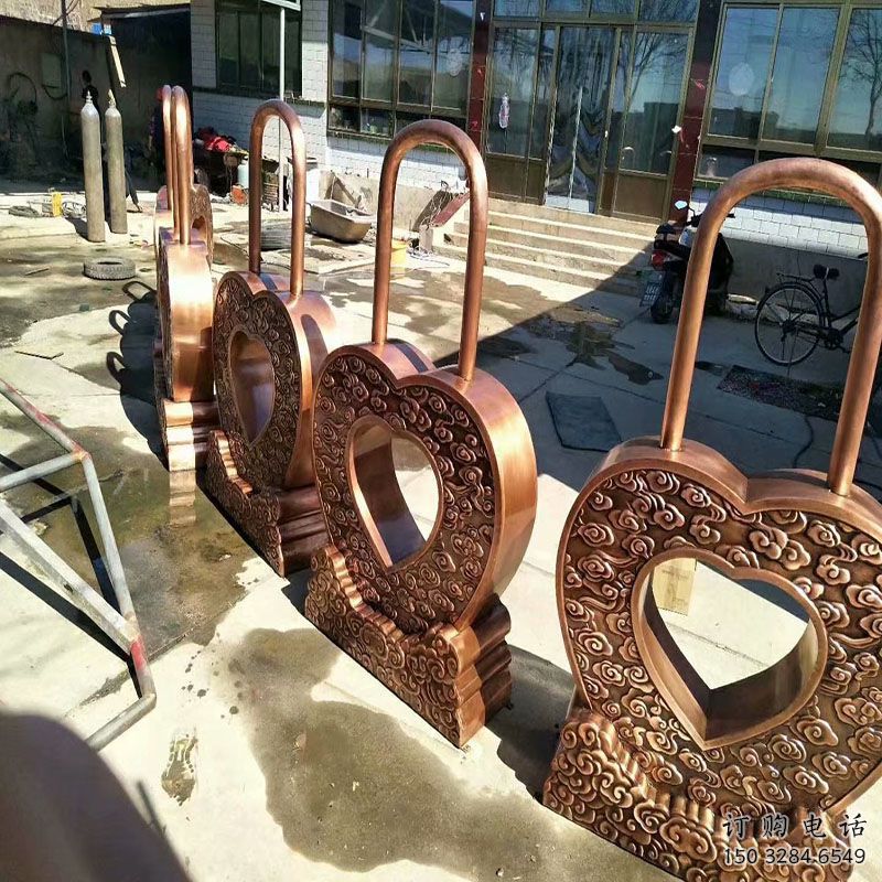 銅鎖子雕塑標志精選，街頭藝術，公園銅鎖子雕塑承接