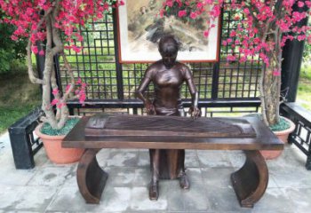 六安彈古箏雕塑廠家，景觀概念，民俗人物雕塑通用