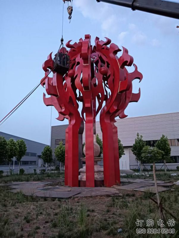 臨夏火球雕塑，精神堡壘火球雕塑落地展示