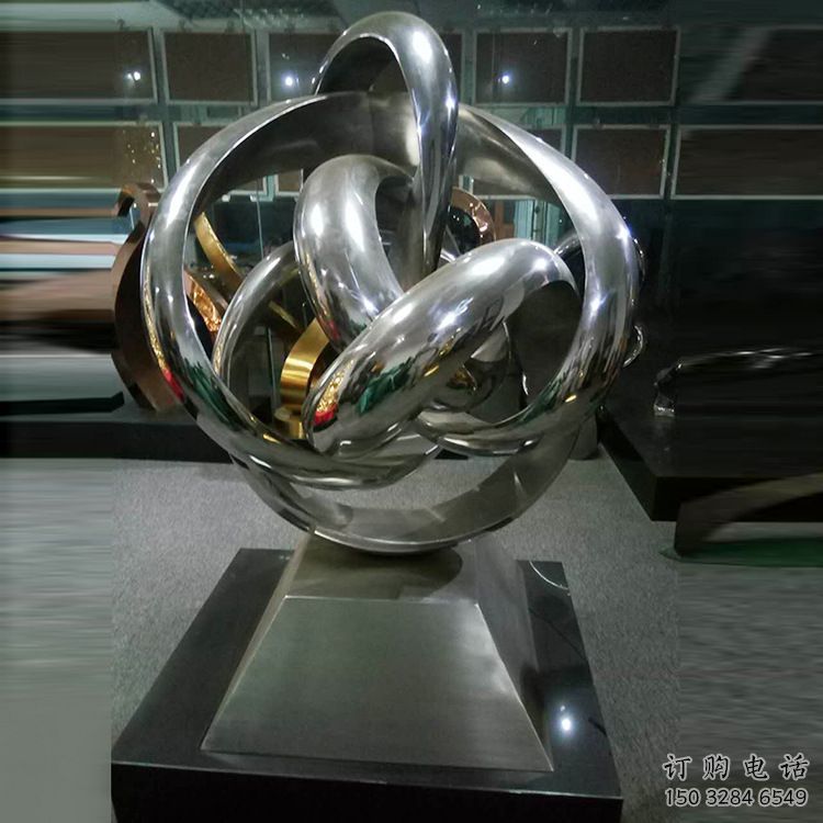 肇慶地產雙環雕塑定做，城區小品，景觀不銹鋼雙環雕塑定價