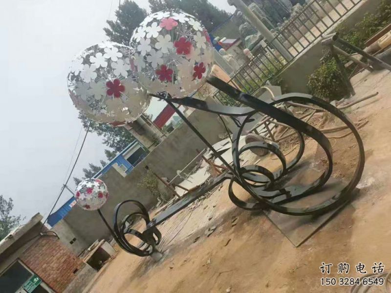 修文大型蒲公英坐凳雕塑，現代元素設計，不銹鋼坐凳雕塑