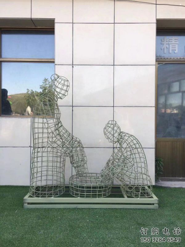 貴陽鏤空孝道雕塑通用，街景小品，鐵藝洗腳雕塑制造