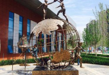 裕華地球儀雕塑選定，拉絲工藝，地球儀人物雕塑預定