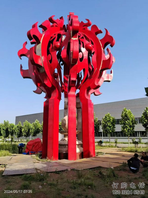 武漢火球雕塑，精神堡壘火球雕塑落地展示