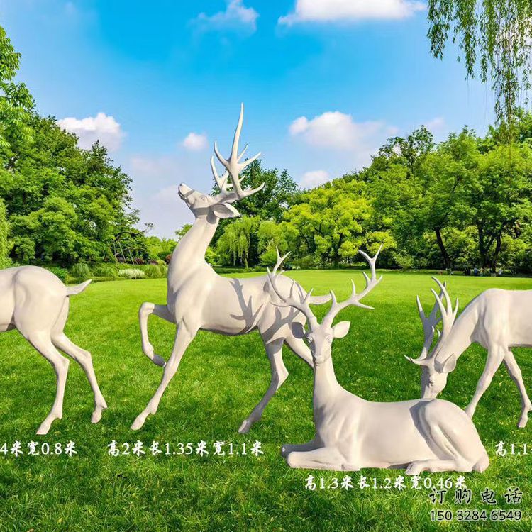 湘潭梅花鹿雕塑定價，景觀概念，玻璃鋼梅花鹿雕塑預定