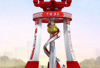 雙鴨山城市精神堡壘雕塑，地標文明建筑不銹鋼雕塑