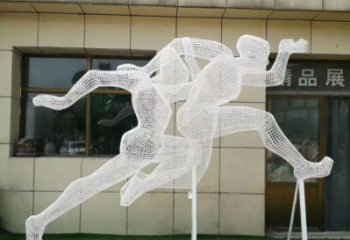 郴州鏤空跨欄雕塑制造商，透雕雕塑，鐵藝體育人物雕塑供給