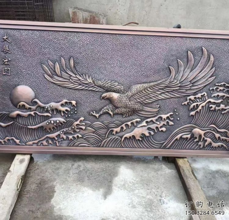 建鄴老鷹浮雕訂做，景區(qū)雕塑，鍛銅動物浮雕定價