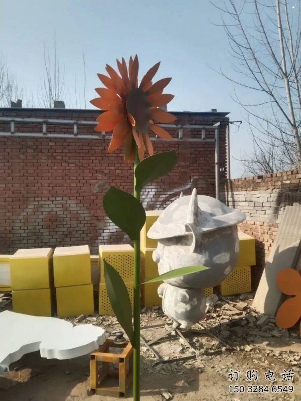 新建太陽花雕塑工程，美陳雕塑，玻璃鋼太陽花雕塑廠家