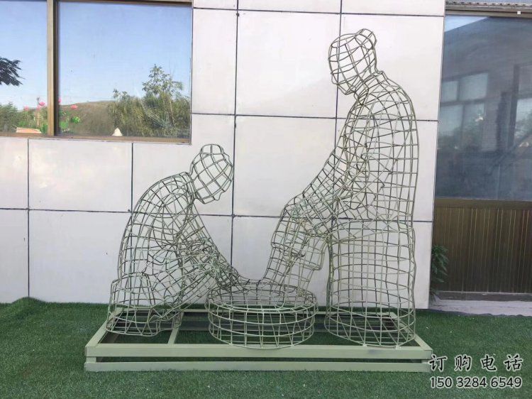 回民鏤空洗腳雕塑制作，園林裝飾，鐵藝孝道人物雕塑