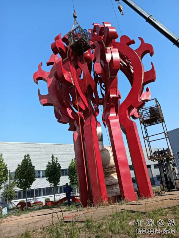 黃南火球雕塑，精神堡壘火球雕塑落地展示