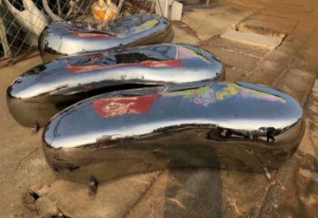 盤錦坐凳雕塑，小區園林雕塑，不銹鋼鏡面效果