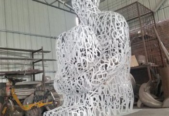 原州大型鏤空人物雕塑常用，戶外擺放，鐵藝字母人物雕塑展示