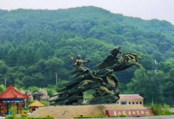 大武口夸父逐日雕塑，鑄銅神話人物雕塑