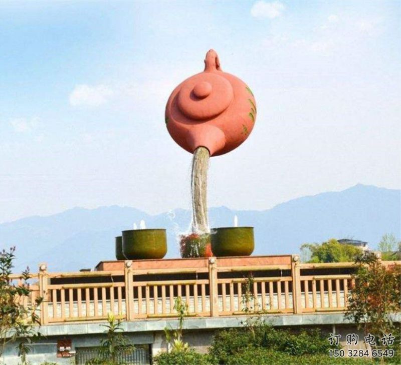 瀘州公園天壺雕塑工廠，不銹鋼材質，圓雕形式