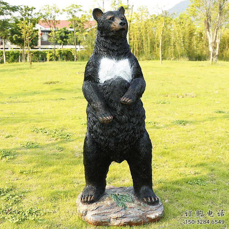 樂山街道黑熊雕塑，仿真動物雕塑，古銅效果