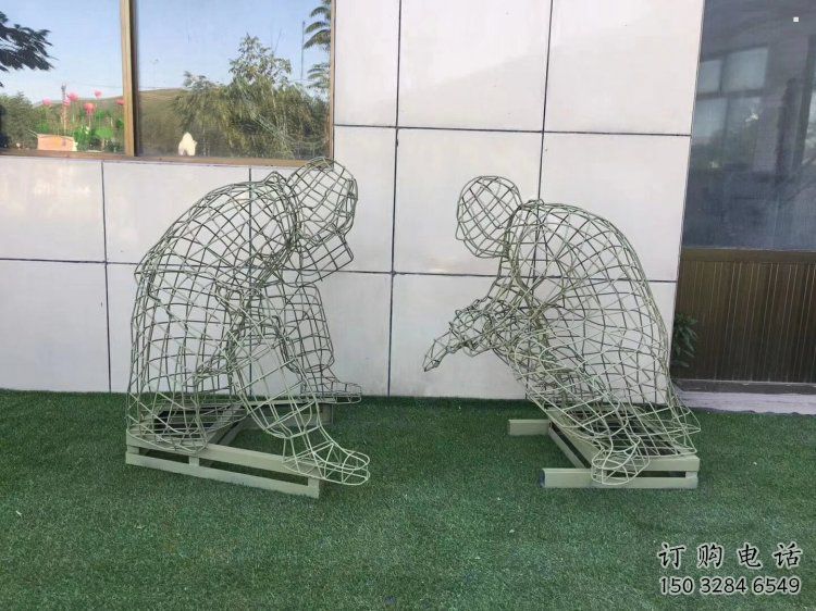 巴中鏤空下棋雕塑供需，廣場(chǎng)雕塑，鐵藝民俗人物雕塑選用