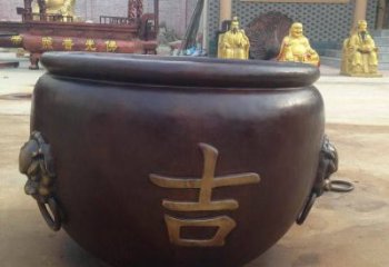 德州吉字銅缸雕塑-青銅鑄造