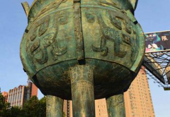 尖草坪鑄造三足圓鼎銅雕