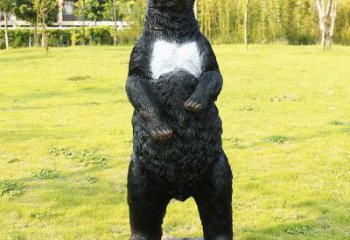 樂山街道黑熊雕塑，仿真動物雕塑，古銅效果