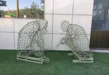 和田鏤空下棋雕塑供需，廣場雕塑，鐵藝民俗人物雕塑選用