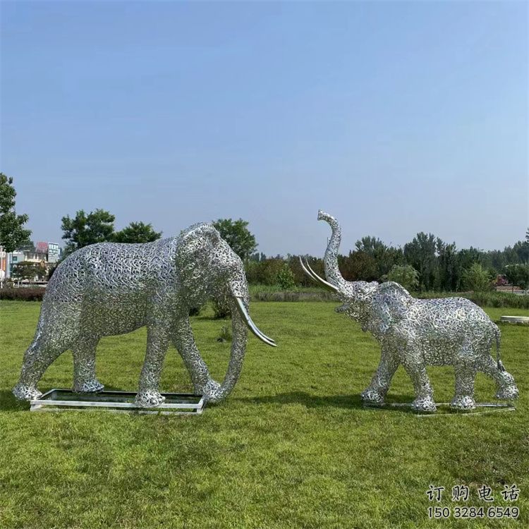 玉溪鏤空大象雕塑制造商，動物擺件，透雕大象雕塑定制