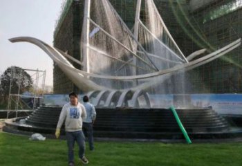 迪慶帆船噴泉雕塑，水景水秀組合，旱地帆船噴泉雕塑廠家
