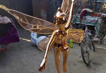 德宏小精靈雕塑，抽象卡通雕塑，美陳人物擺件