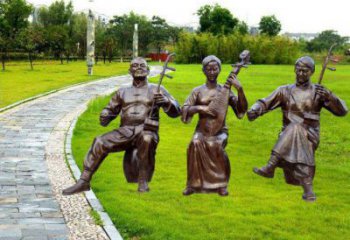 臺州拉二胡雕塑點擊，景觀雕塑，別墅民俗人物雕塑供求