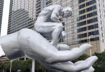 雙橋沉思者雕塑，景觀(guān)雕塑，手托人物雕塑廠(chǎng)家提供